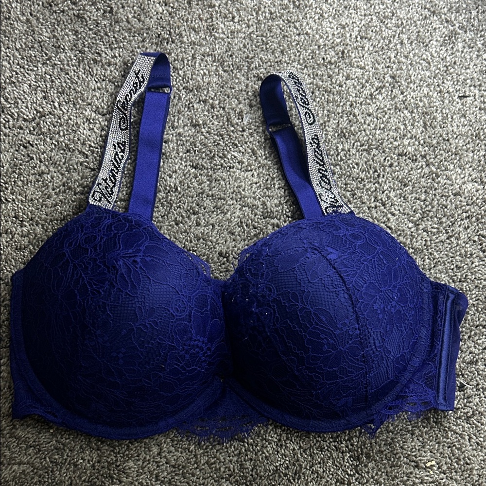 Elegant Blue Lace Bra